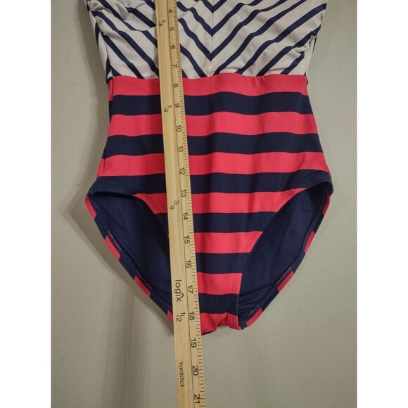 Tommy Bahama Swimsuit  One Piece Striped Blue White Size 4 - Picture 4 of 7